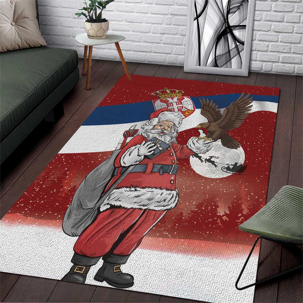 Serbia Santa Christmas Area Rug Christmas Serbian Eagle Flag Style - Wonder Print Shop