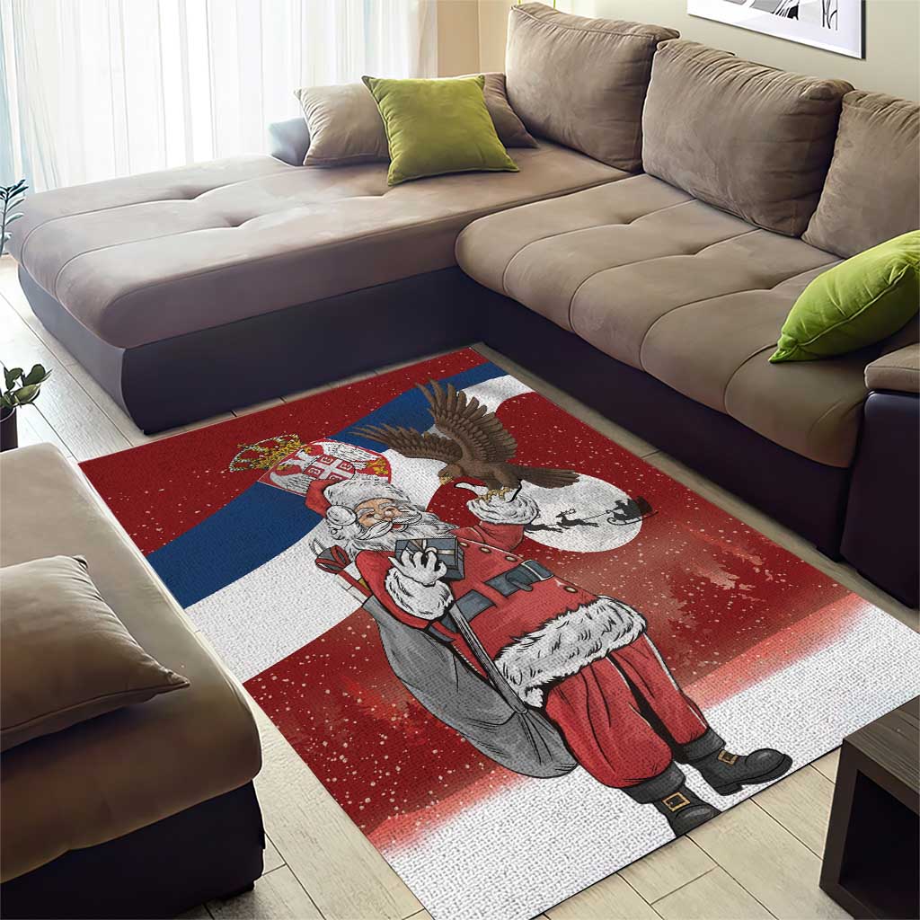 Serbia Santa Christmas Area Rug Christmas Serbian Eagle Flag Style - Wonder Print Shop