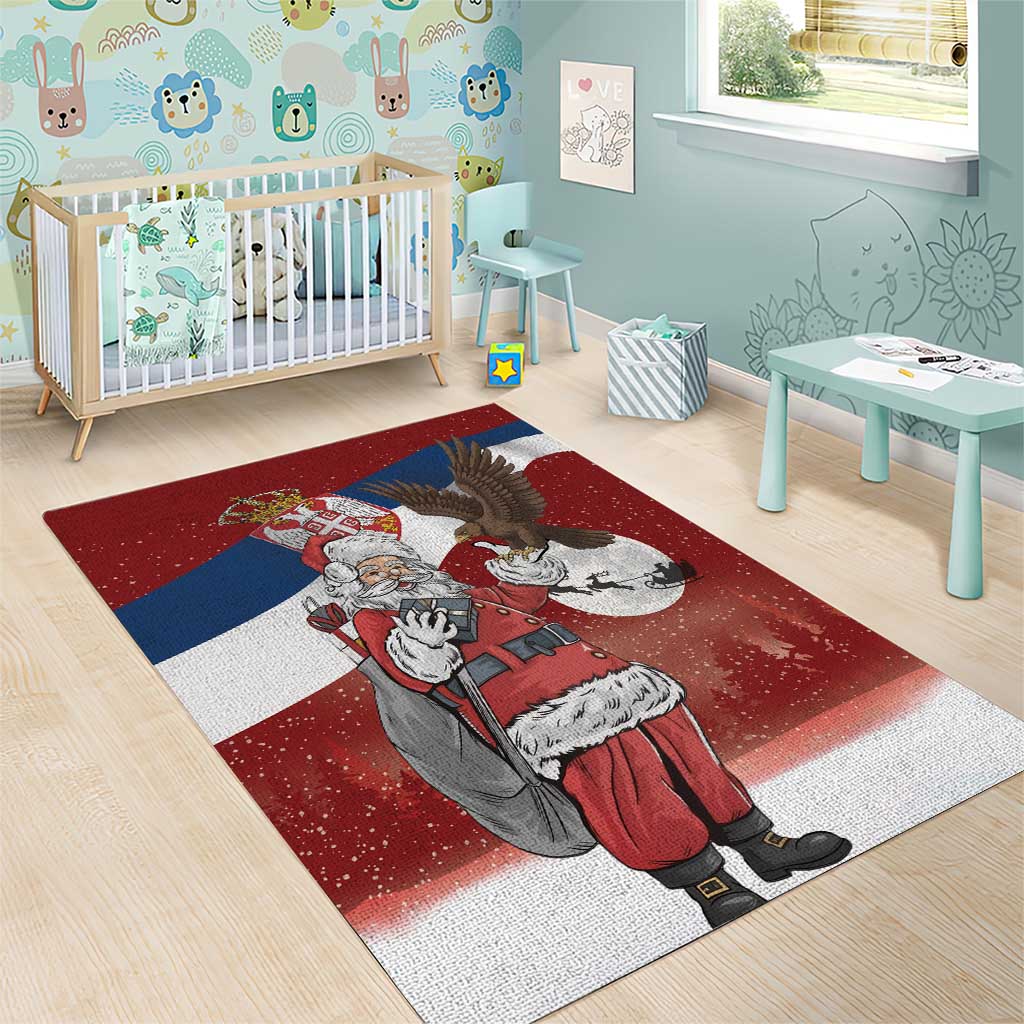 Serbia Santa Christmas Area Rug Christmas Serbian Eagle Flag Style - Wonder Print Shop