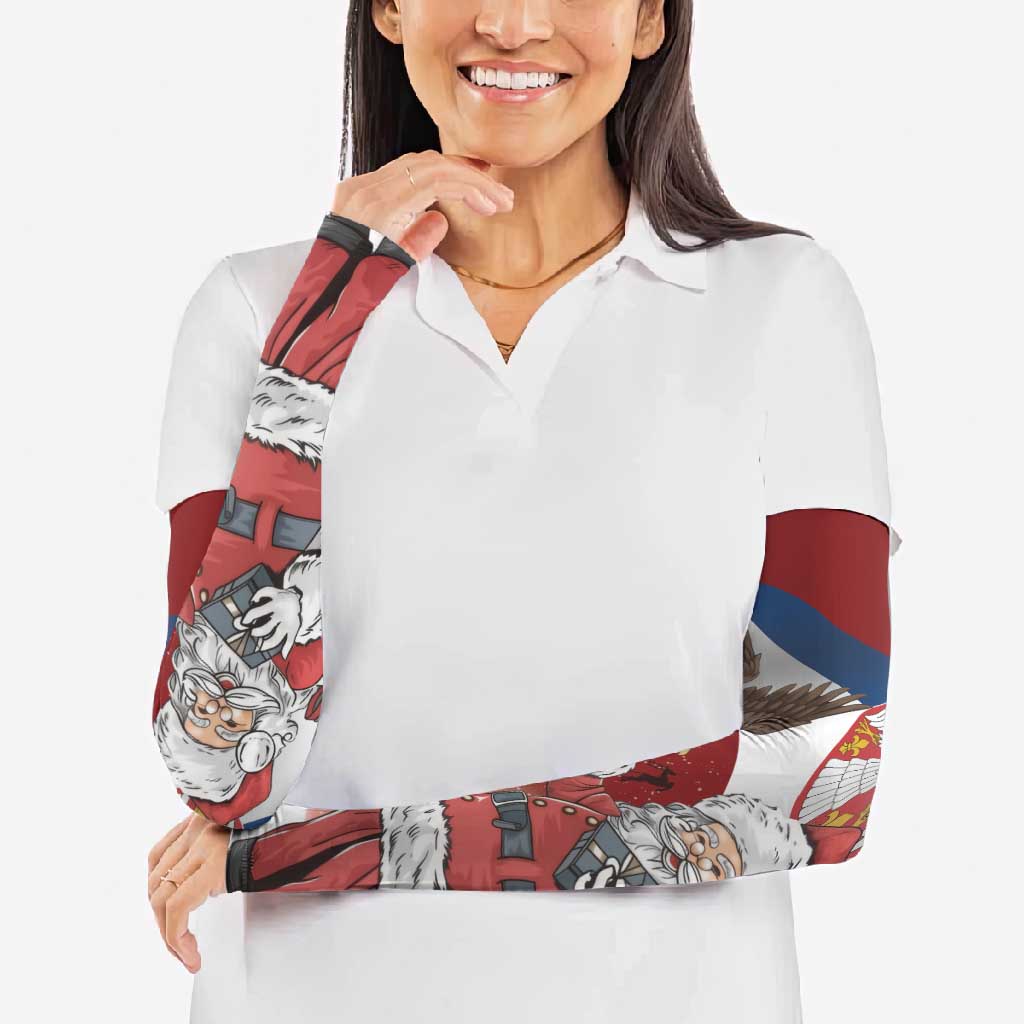 Serbia Santa Christmas Arm Sleeves Christmas Serbian Eagle Flag Style - Wonder Print Shop