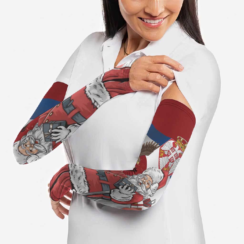 Serbia Santa Christmas Arm Sleeves Christmas Serbian Eagle Flag Style - Wonder Print Shop