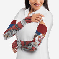 Serbia Santa Christmas Arm Sleeves Christmas Serbian Eagle Flag Style - Wonder Print Shop
