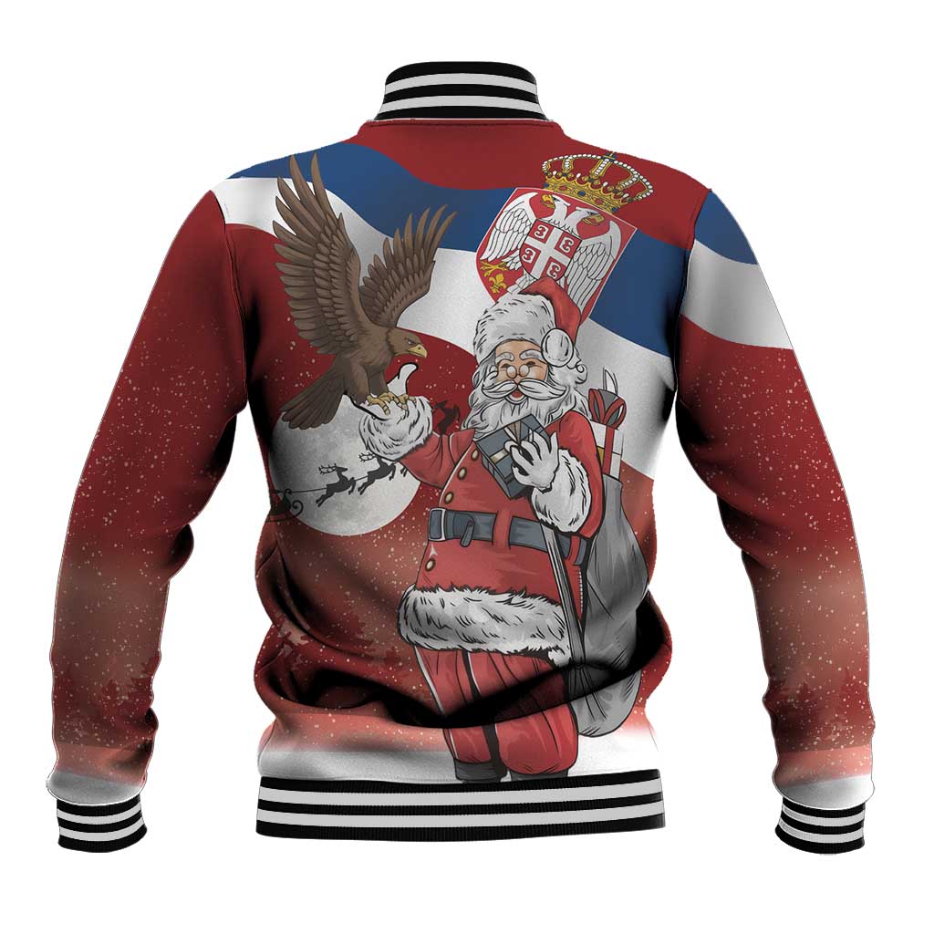 Serbia Santa Christmas Baseball Jacket Christmas Serbian Eagle Flag Style - Wonder Print Shop