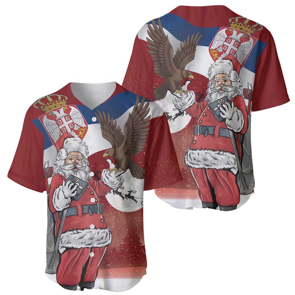 Serbia Santa Christmas Baseball Jersey Christmas Serbian Eagle Flag Style - Wonder Print Shop