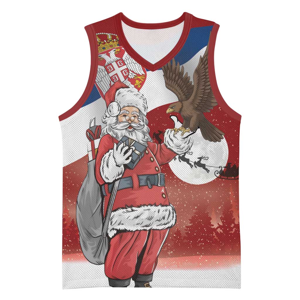 Serbia Santa Christmas Basketball Jersey Christmas Serbian Eagle Flag Style - Wonder Print Shop