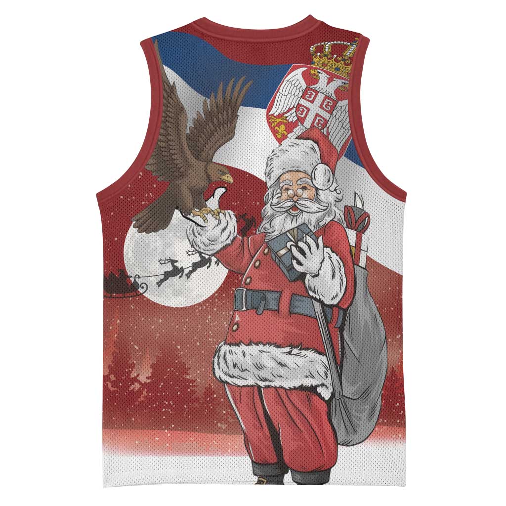 Serbia Santa Christmas Basketball Jersey Christmas Serbian Eagle Flag Style - Wonder Print Shop