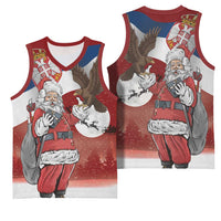 Serbia Santa Christmas Basketball Jersey Christmas Serbian Eagle Flag Style - Wonder Print Shop