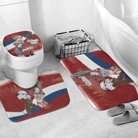 Serbia Santa Christmas Bathroom Set Christmas Serbian Eagle Flag Style - Wonder Print Shop
