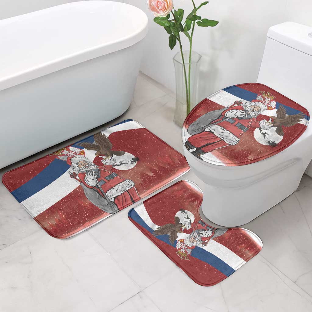 Serbia Santa Christmas Bathroom Set Christmas Serbian Eagle Flag Style - Wonder Print Shop
