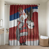 Serbia Santa Christmas Bathroom Set Christmas Serbian Eagle Flag Style - Wonder Print Shop
