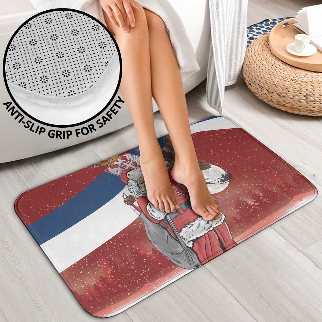 Serbia Santa Christmas Bathroom Set Christmas Serbian Eagle Flag Style - Wonder Print Shop