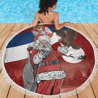 Serbia Santa Christmas Beach Blanket Christmas Serbian Eagle Flag Style - Wonder Print Shop