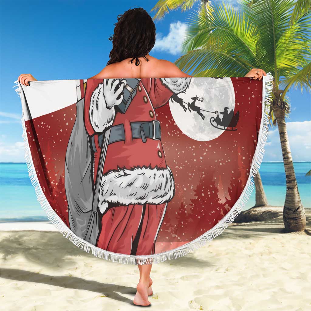 Serbia Santa Christmas Beach Blanket Christmas Serbian Eagle Flag Style - Wonder Print Shop