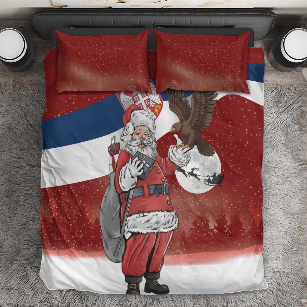 Serbia Santa Christmas Bedding Set Christmas Serbian Eagle Flag Style - Wonder Print Shop