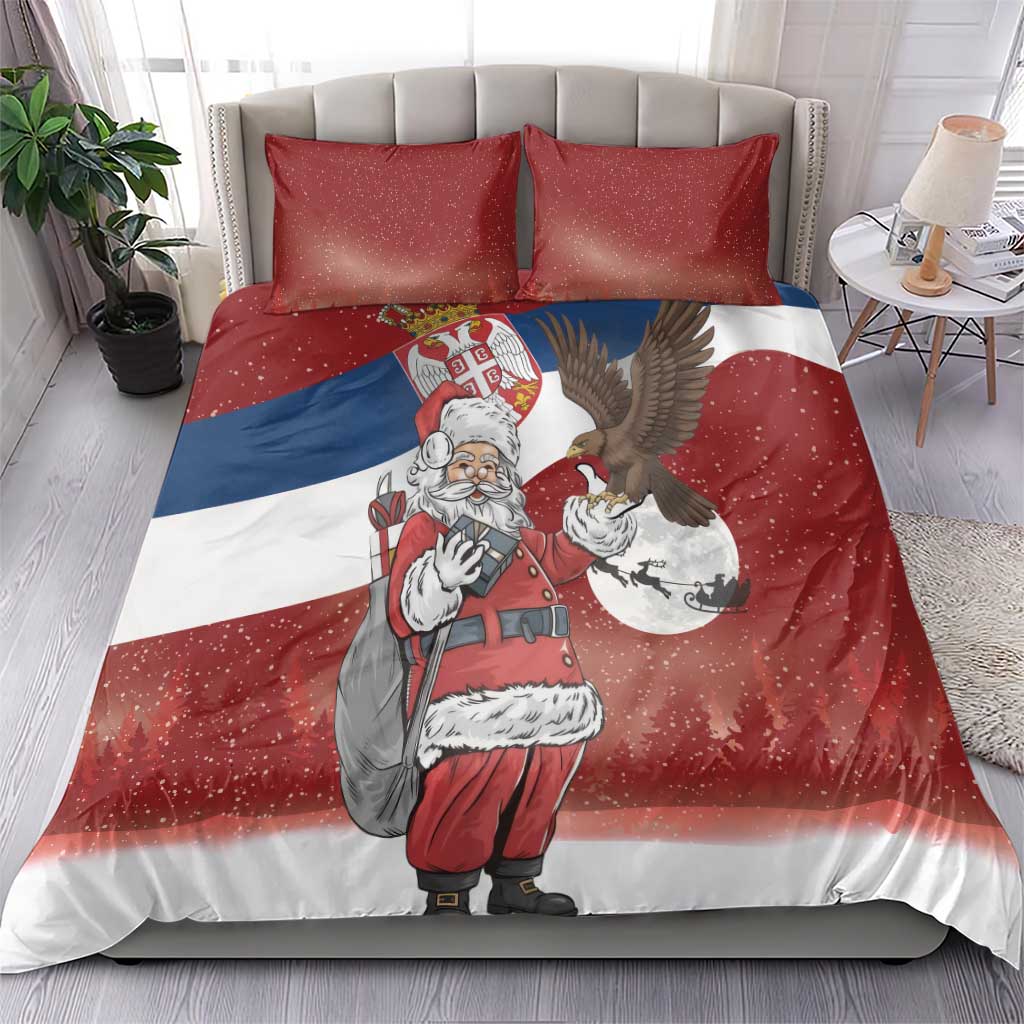 Serbia Santa Christmas Bedding Set Christmas Serbian Eagle Flag Style - Wonder Print Shop