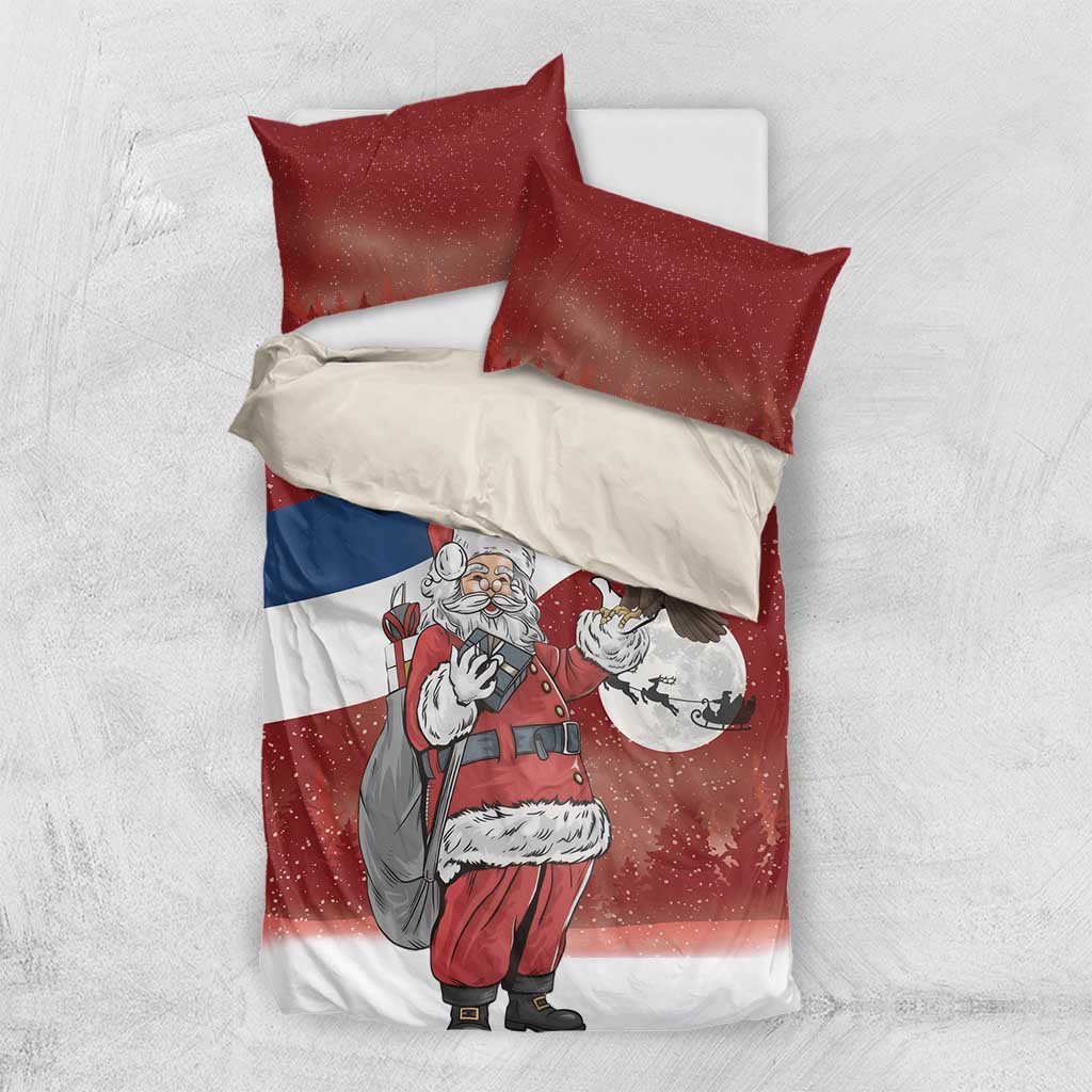 Serbia Santa Christmas Bedding Set Christmas Serbian Eagle Flag Style - Wonder Print Shop