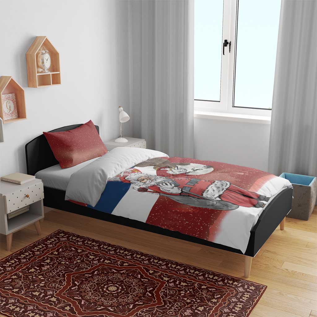 Serbia Santa Christmas Bedding Set Christmas Serbian Eagle Flag Style - Wonder Print Shop