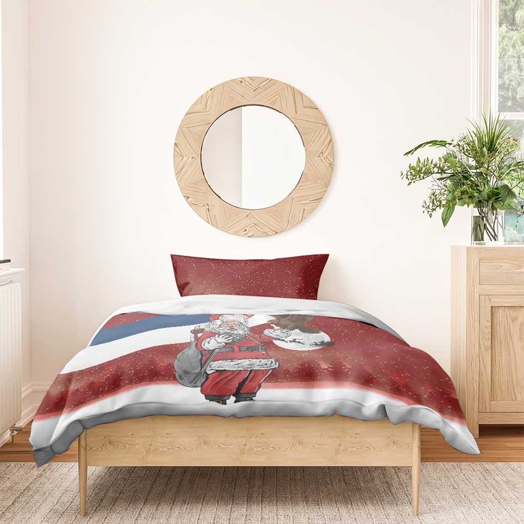 Serbia Santa Christmas Bedding Set Christmas Serbian Eagle Flag Style - Wonder Print Shop