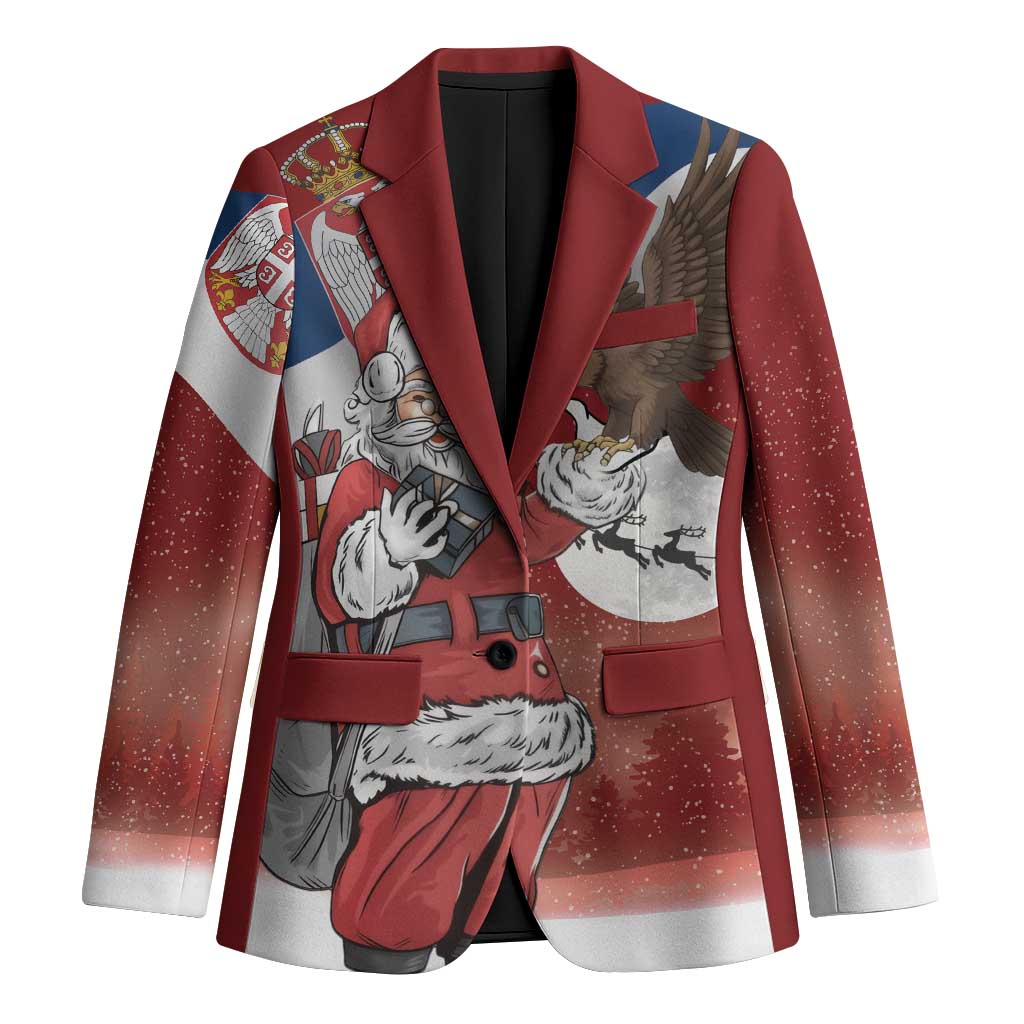Serbia Santa Christmas Blazer Christmas Serbian Eagle Flag Style - Wonder Print Shop