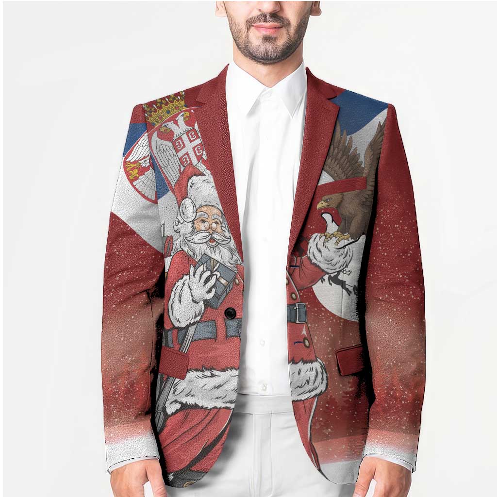 Serbia Santa Christmas Blazer Christmas Serbian Eagle Flag Style - Wonder Print Shop