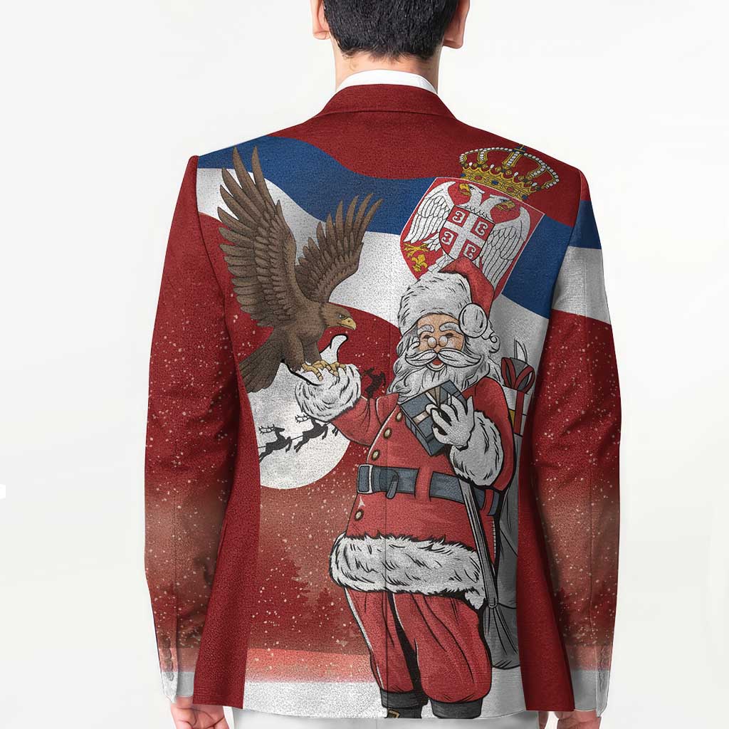Serbia Santa Christmas Blazer Christmas Serbian Eagle Flag Style - Wonder Print Shop