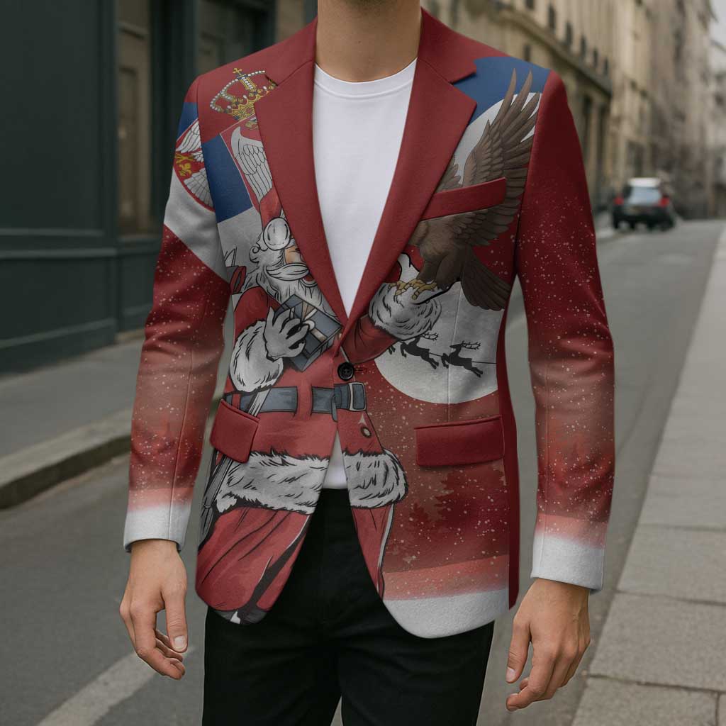 Serbia Santa Christmas Blazer Christmas Serbian Eagle Flag Style - Wonder Print Shop