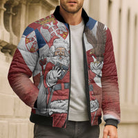 Serbia Santa Christmas Bomber Puffer Jacket Christmas Serbian Eagle Flag Style - Wonder Print Shop