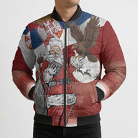 Serbia Santa Christmas Bomber Puffer Jacket Christmas Serbian Eagle Flag Style - Wonder Print Shop