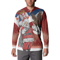 Serbia Santa Christmas Button Sweatshirt Christmas Serbian Eagle Flag Style - Wonder Print Shop