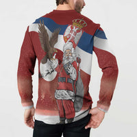 Serbia Santa Christmas Button Sweatshirt Christmas Serbian Eagle Flag Style - Wonder Print Shop