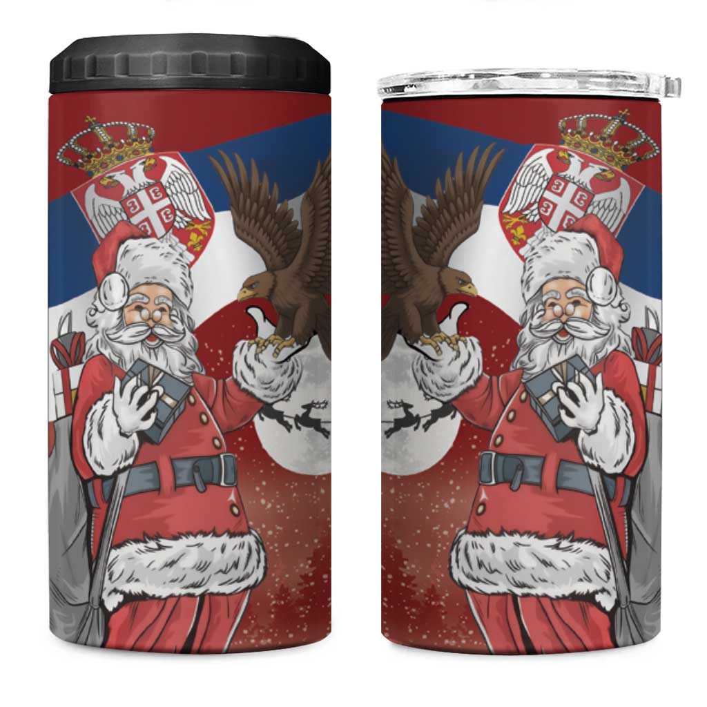 Serbia Santa Christmas 4 in 1 Can Cooler Tumbler Christmas Serbian Eagle Flag Style - Wonder Print Shop