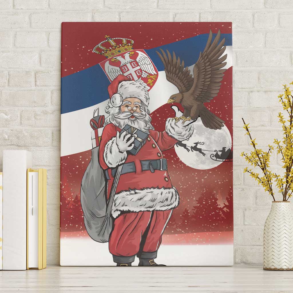 Serbia Santa Christmas Canvas Wall Art Christmas Serbian Eagle Flag Style - Wonder Print Shop