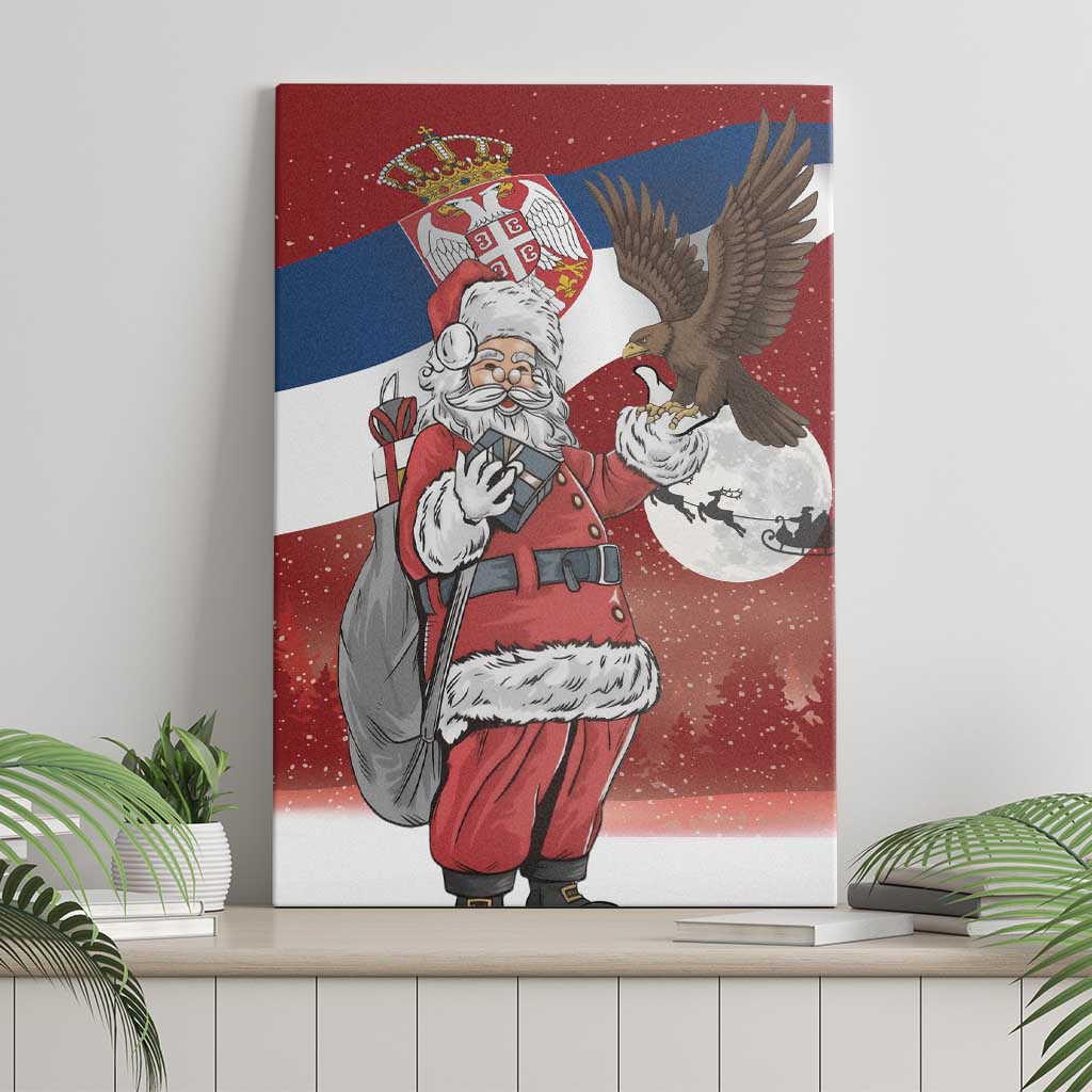 Serbia Santa Christmas Canvas Wall Art Christmas Serbian Eagle Flag Style - Wonder Print Shop