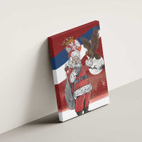 Serbia Santa Christmas Canvas Wall Art Christmas Serbian Eagle Flag Style - Wonder Print Shop