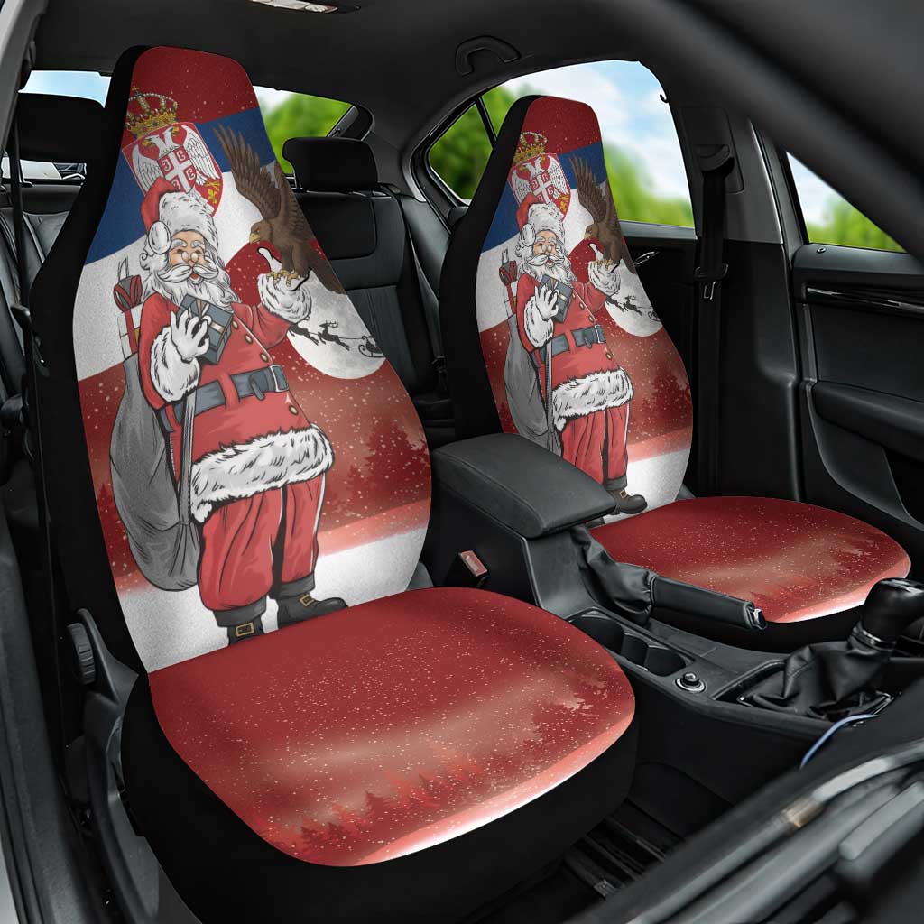 Serbia Santa Christmas Car Seat Cover Christmas Serbian Eagle Flag Style - Wonder Print Shop