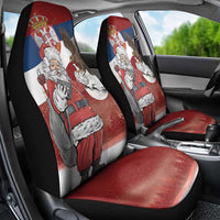 Serbia Santa Christmas Car Seat Cover Christmas Serbian Eagle Flag Style - Wonder Print Shop