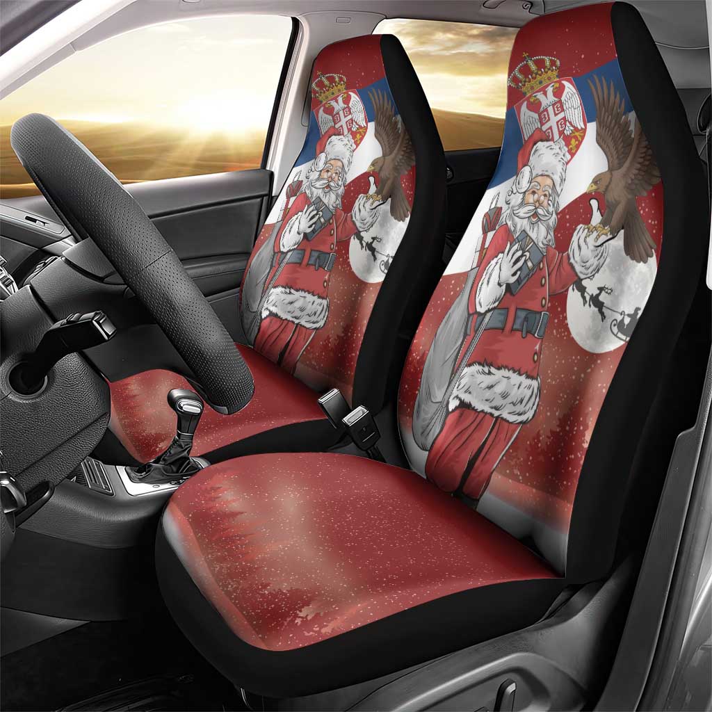 Serbia Santa Christmas Car Seat Cover Christmas Serbian Eagle Flag Style - Wonder Print Shop
