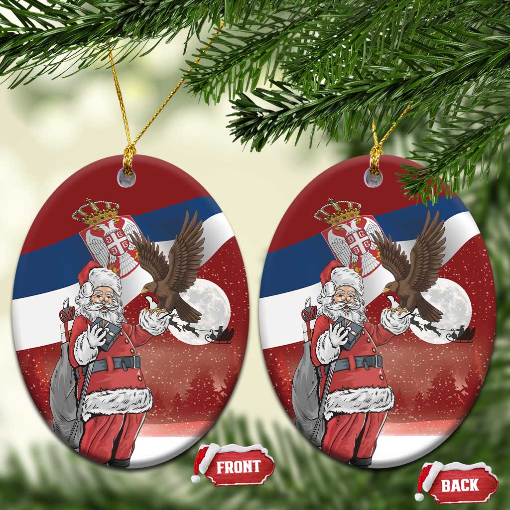 Serbia Santa Christmas Ceramic Ornament Christmas Serbian Eagle Flag Style - Wonder Print Shop