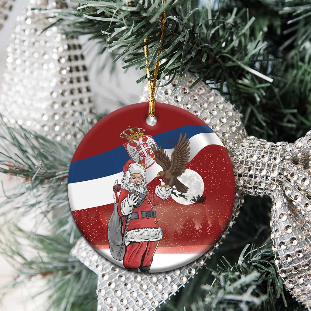 Serbia Santa Christmas Ceramic Ornament Christmas Serbian Eagle Flag Style - Wonder Print Shop