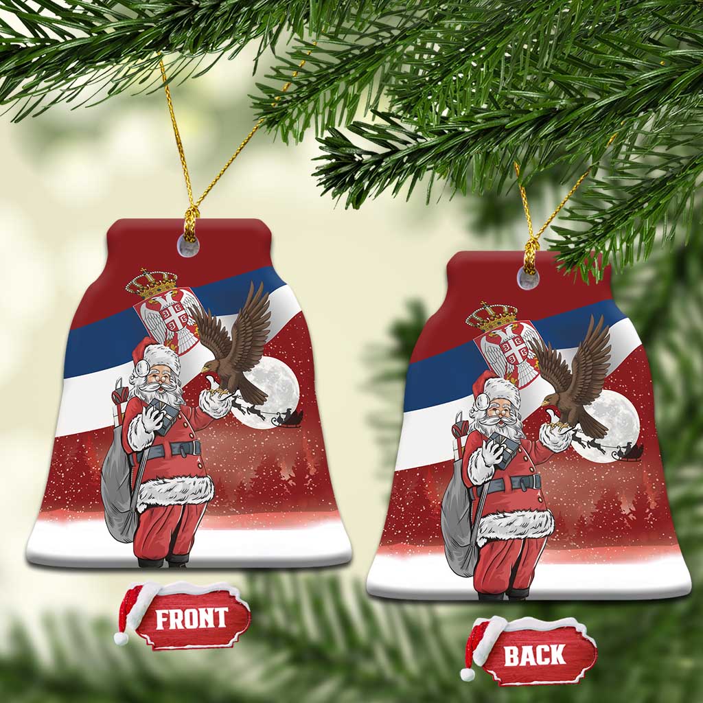 Serbia Santa Christmas Ceramic Ornament Christmas Serbian Eagle Flag Style - Wonder Print Shop