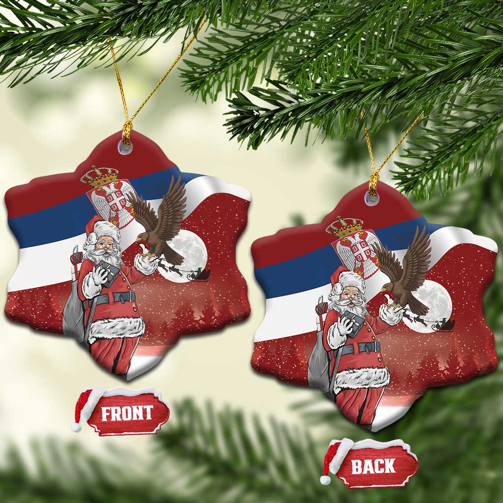 Serbia Santa Christmas Ceramic Ornament Christmas Serbian Eagle Flag Style - Wonder Print Shop