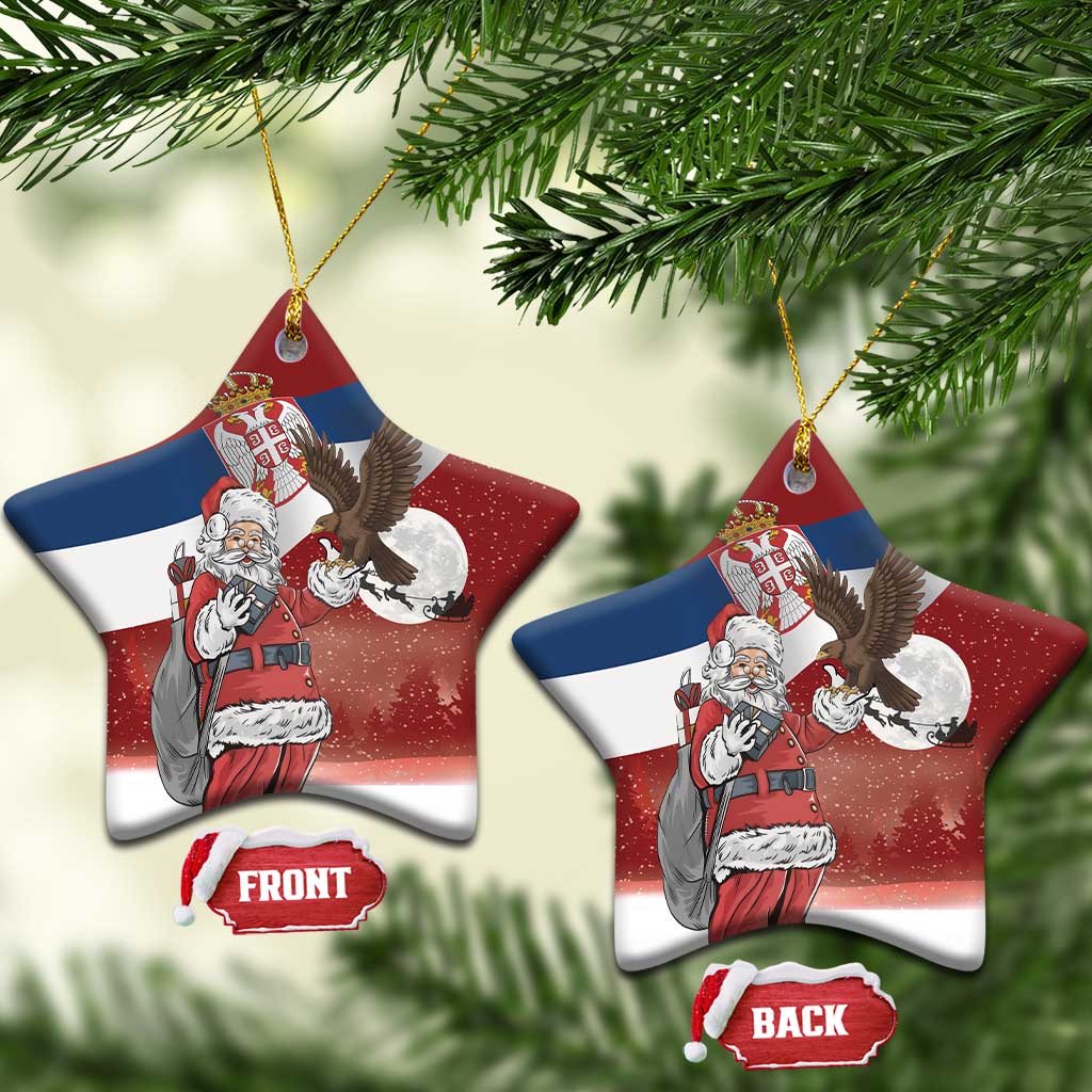 Serbia Santa Christmas Ceramic Ornament Christmas Serbian Eagle Flag Style - Wonder Print Shop