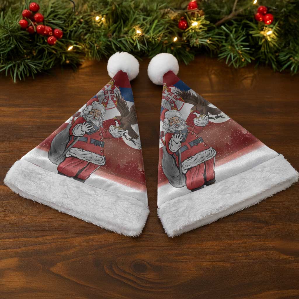 Serbia Santa Christmas Santa Hat Christmas Serbian Eagle Flag Style - Wonder Print Shop