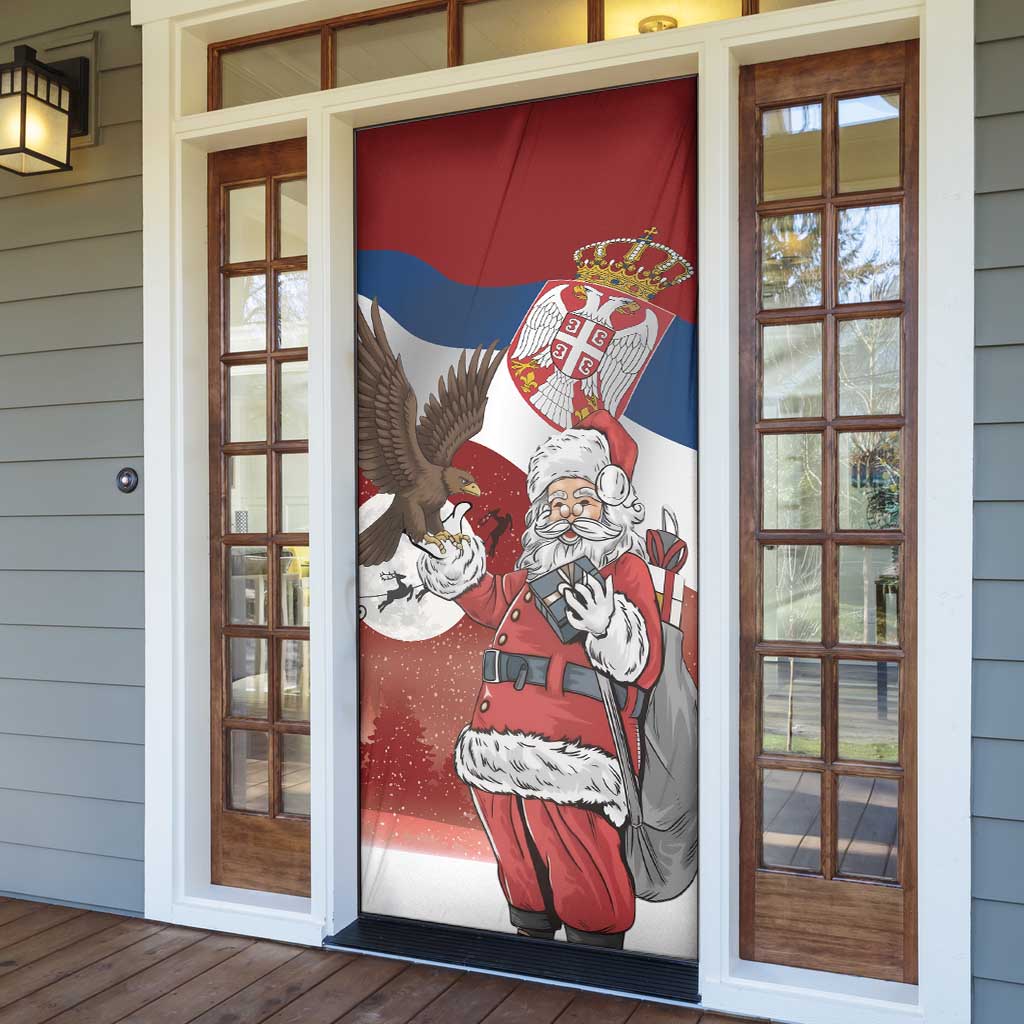 Serbia Santa Christmas Door Cover Christmas Serbian Eagle Flag Style - Wonder Print Shop