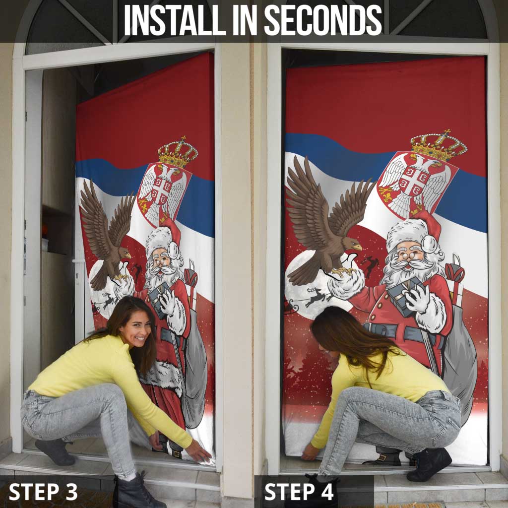 Serbia Santa Christmas Door Cover Christmas Serbian Eagle Flag Style - Wonder Print Shop