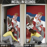 Serbia Santa Christmas Door Cover Christmas Serbian Eagle Flag Style - Wonder Print Shop