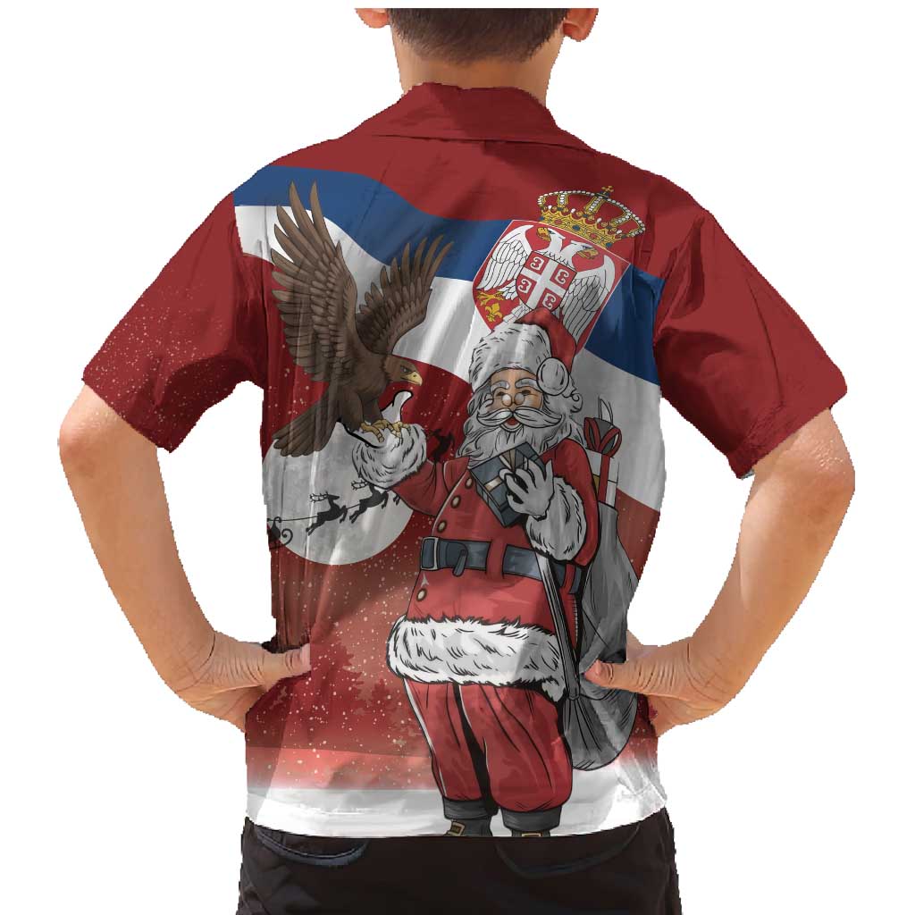 Serbia Santa Christmas Family Matching Mermaid Dress and Hawaiian Shirt Christmas Serbian Eagle Flag Style - Wonder Print Shop