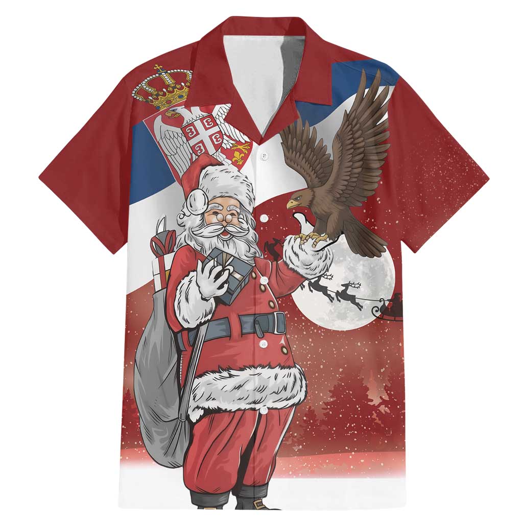 Serbia Santa Christmas Family Matching Mermaid Dress and Hawaiian Shirt Christmas Serbian Eagle Flag Style - Wonder Print Shop