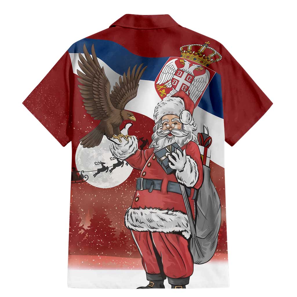 Serbia Santa Christmas Family Matching Mermaid Dress and Hawaiian Shirt Christmas Serbian Eagle Flag Style - Wonder Print Shop