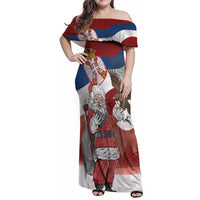 Serbia Santa Christmas Family Matching Off Shoulder Maxi Dress and Hawaiian Shirt Christmas Serbian Eagle Flag Style - Wonder Print Shop